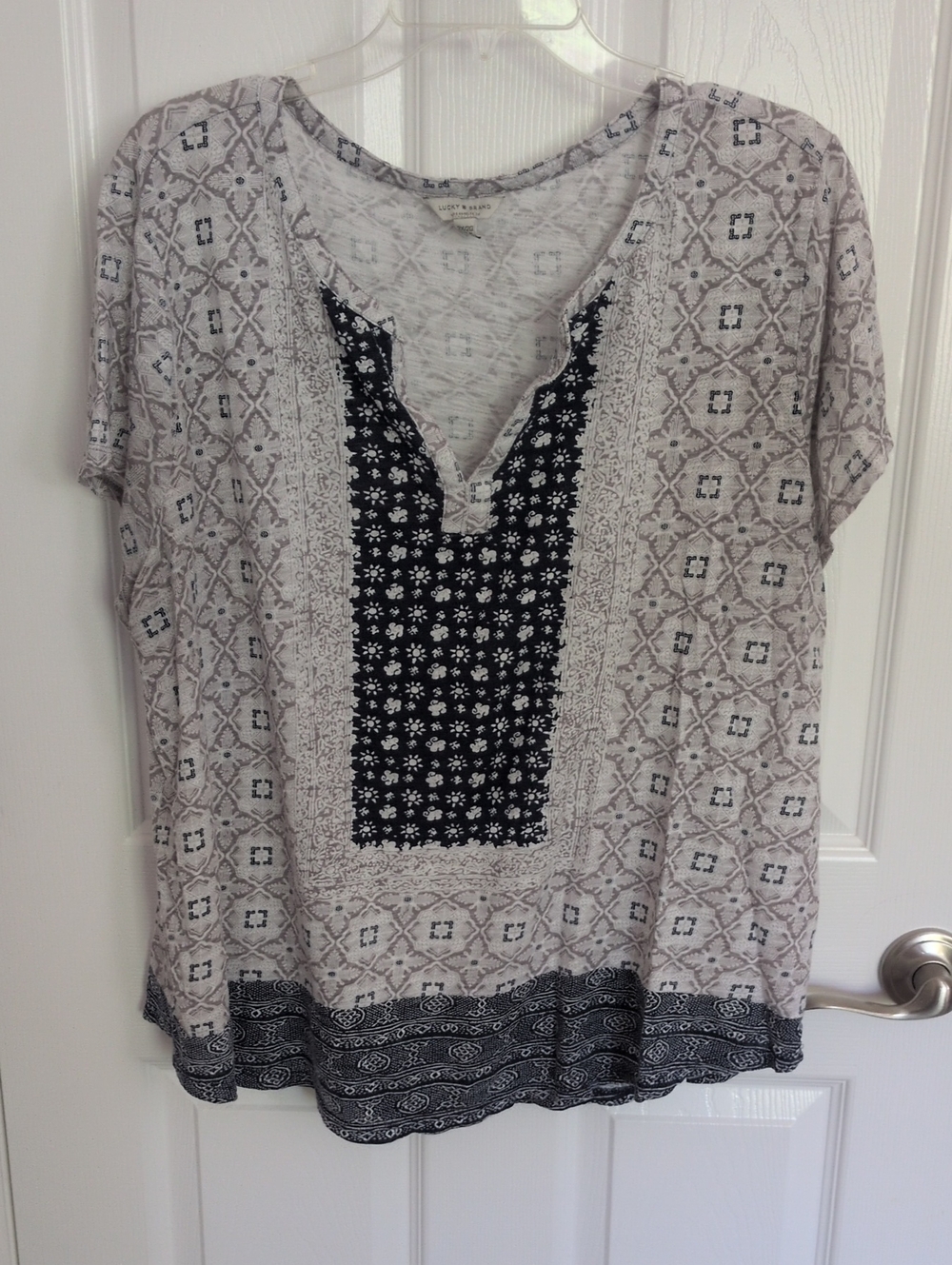 Lucky Brand Geometric Boho Print Top - 2X